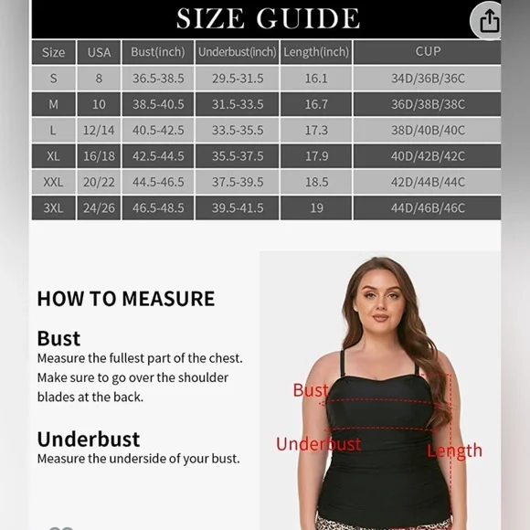 Ocean Blues  Black BandeauTankini Top Ruched Tummy Control Removable Str… - Picture 4 of 9